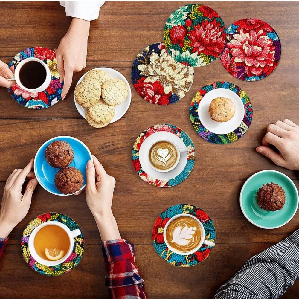 8 PCS Diamond Painting Coasters with Holder - Picture 4 of 6